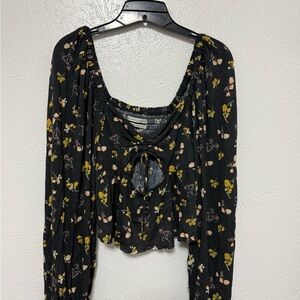 Urban Outfitters Black Floral Blouse